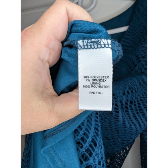 Melissa Paige Blouse 3/4 Sleeve Lined Fringe Dark Teal Women's Large EUC - Picture 4 of 7